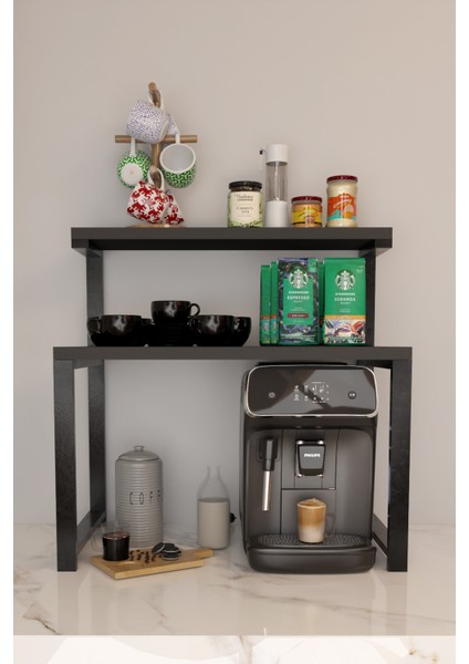 2 Katlı Kahve Köşesi Standı Kahve Makinesi ve Bardak Organizer, Baharatlık,çok Amaçlı Tezgah Rafı fiyatları