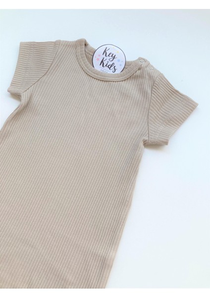 Bej Fitilli Modal Pamuk Romper Kısa Tulum Salopet fiyatları