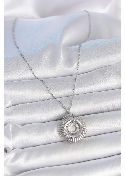 316L Çelik Gümüş Renk Zincir Zirkon Taşlı Nova Yıldız Model Kadın Kolye - Lisinya fiyatları