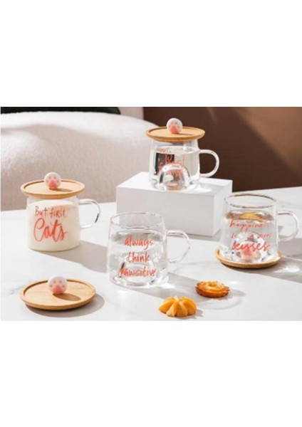 Yazı Baskılı Cam Bardak-my best friends-Ahşap Patili kapak