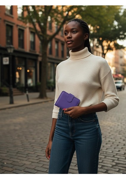 Deri Fermuarlı Küçük Kadın Cüzdanı