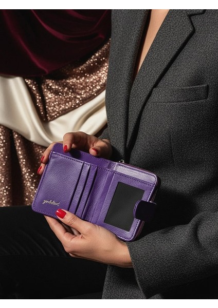 Deri Fermuarlı Küçük Kadın Cüzdanı