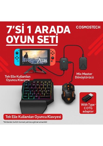 7 in 1 Gaming Combo Set – PS5 - PS4 - PS3 - XBOX - Nintendo Switch Uyumlu Klavye ve Mouse ile Oyun aksesuar paketi fiyatları