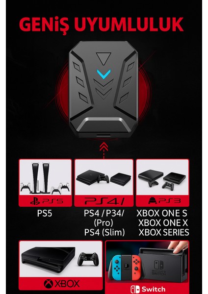 7 in 1 Gaming Combo Set – PS5 - PS4 - PS3 - XBOX - Nintendo Switch Uyumlu Klavye ve Mouse ile Oyun aksesuar paketi