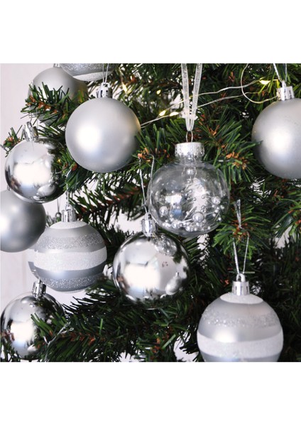 Yılbaşı Süsü Farklı Detaylı 25 Gümüş Rengi Yılbaşı Ağaç Süsü