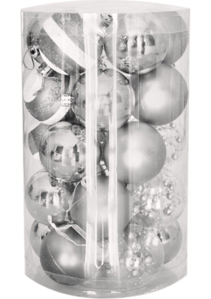 Yılbaşı Süsü Farklı Detaylı 25 Gümüş Rengi Yılbaşı Ağaç Süsü modelleri