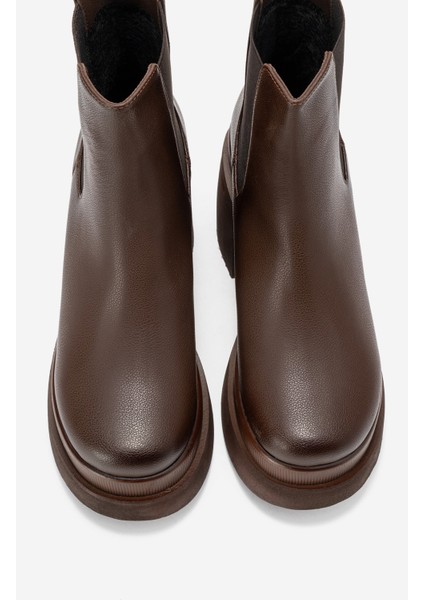 Emma Kahverengi Cilt Kadın Platform Topuklu Bot fırsatları