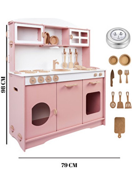 Ahşap Oyuncak Mutfak Seti LED Işıklı 3 Yaş ve Üstü Çocuklar İçin Eğitici fırsatları