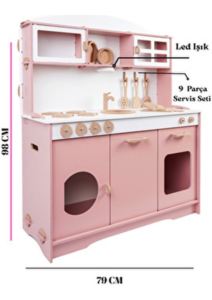 Ahşap Oyuncak Mutfak Seti LED Işıklı 3 Yaş ve Üstü Çocuklar İçin Eğitici indirimleri