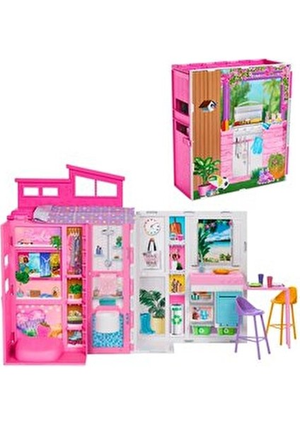 Portatif Evi Kız Çocuklar İçin Katlanabilir Oyun Seti Renkli Aksesuarlarla