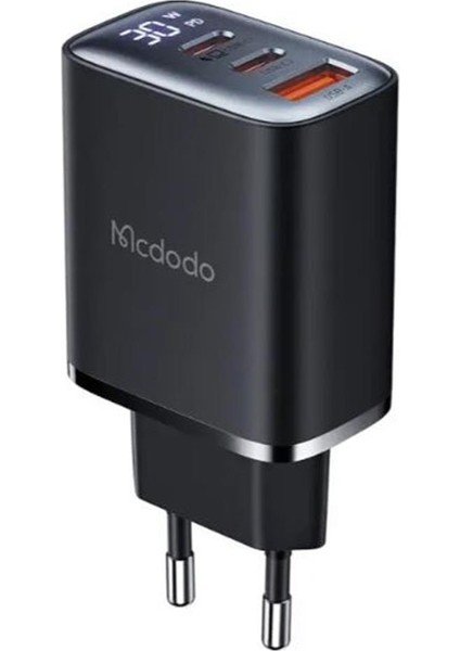 CH-2180 3 Girişli Dijital Göstergeli 30W Hızlı Şarj Aleti - Siyah