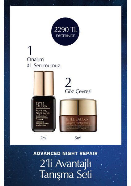 Seyahat Boy Cilt Bakım Seti - Advanced Night Repair Onarıcı Serum 7ml Jel Göz Kremi 5ml