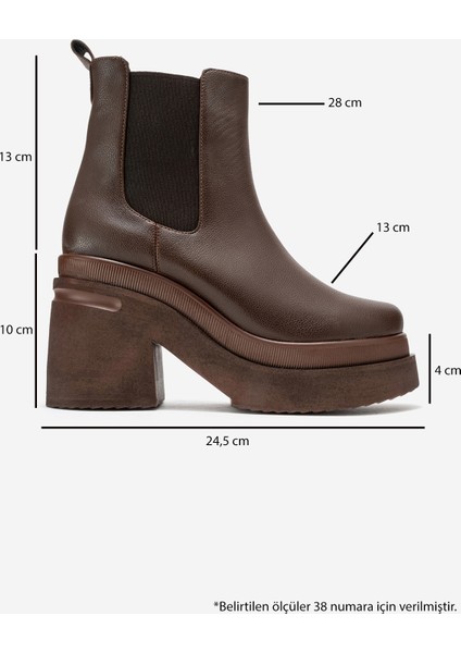 Emma Kahverengi Cilt Kadın Platform Topuklu Bot