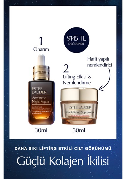 Cilt Bakım Seti - Advanced Night Repair Serum 30ml Revitalizing Supreme Soft Nemlendirici 30ml