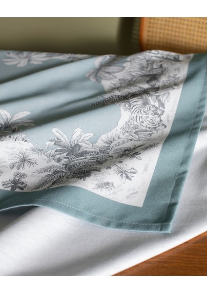 Ravage Polycotton Masa Örtüsü - Gri/Mint - 150x200 cm