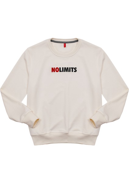 Unisex Nolimits Üç Iplik Rahat Kesim O Yaka Baskılı Pamuk Sweatshirt Ekru fiyatları