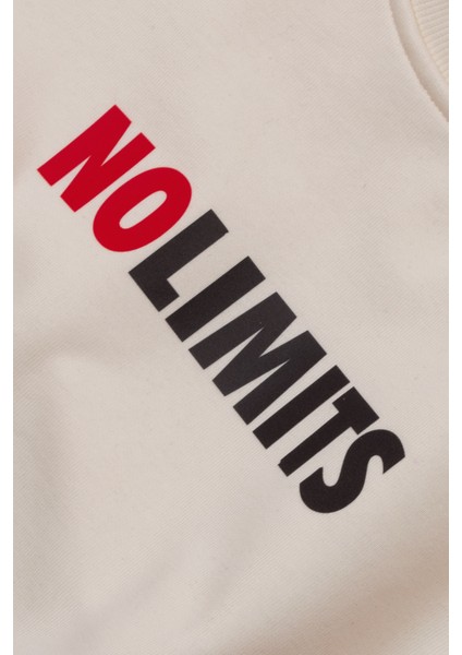 Unisex Nolimits Üç Iplik Rahat Kesim O Yaka Baskılı Pamuk Sweatshirt Ekru fırsatları