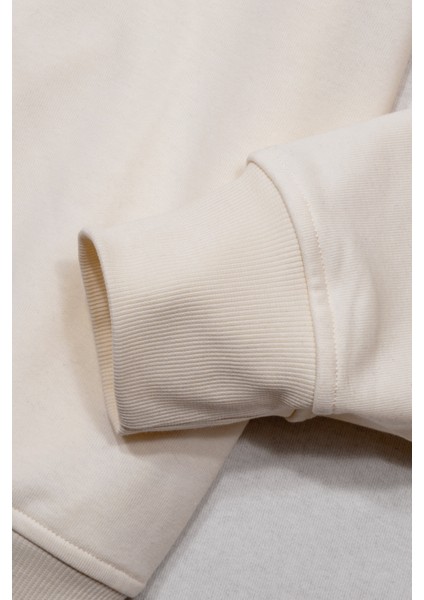 Unisex Nolimits Üç Iplik Rahat Kesim O Yaka Baskılı Pamuk Sweatshirt Ekru