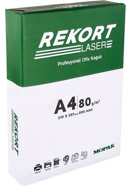 Rekort A4 80GR/M2 Fotokopi Kağıdı 22500 Adet (45PK*500) modelleri