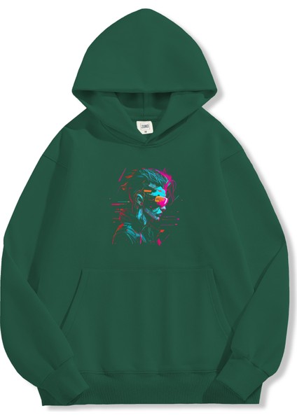 Unisex Sweatshirt Oversize Hoodie Cyberpunk Portrait