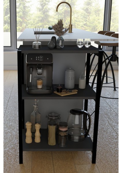 3 Katlı Metal Gövdeli Çok Amaçlı Raf – Mutfak, Ofis, Salon Düzenleyici – Kahve Köşesi ,dolap modelleri