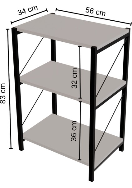 3 Katlı Metal Gövdeli Çok Amaçlı Raf – Mutfak, Ofis, Salon Düzenleyici – Kahve Köşesi ,dolap fırsatları