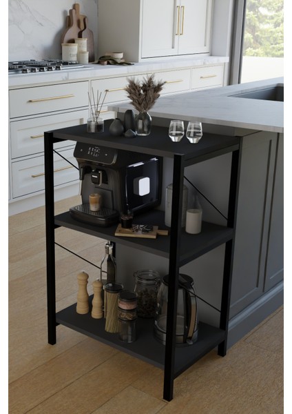 3 Katlı Metal Gövdeli Çok Amaçlı Raf – Mutfak, Ofis, Salon Düzenleyici – Kahve Köşesi ,dolap indirimleri