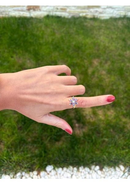 Mor Renkli Lotus Çiçeği Kristal Ayarlanabilir Gold Yüzük indirimleri