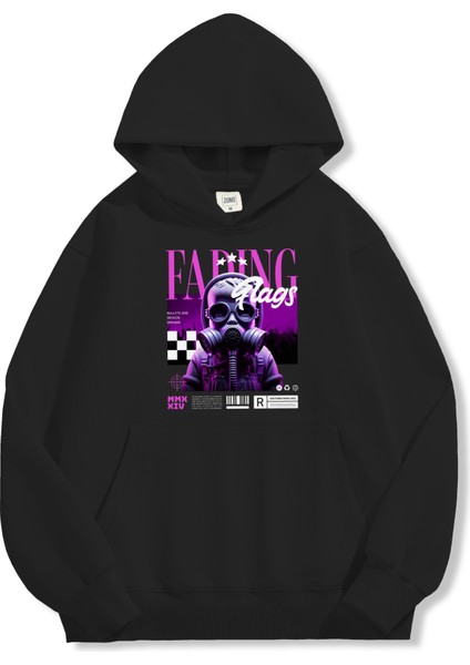 Unisex Sweatshirt Oversize Hoodie Fading Flags modelleri