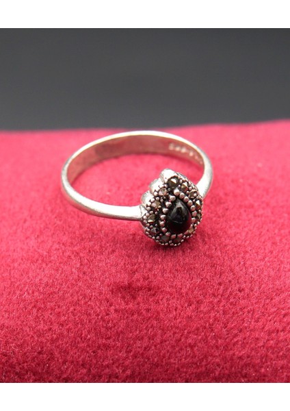 925 Ayar Kadın Gümüş Oltu Taşı Yüzük SY00039 fiyatları