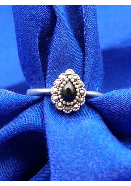 925 Ayar Kadın Gümüş Oltu Taşı Yüzük SY00039 fırsatları