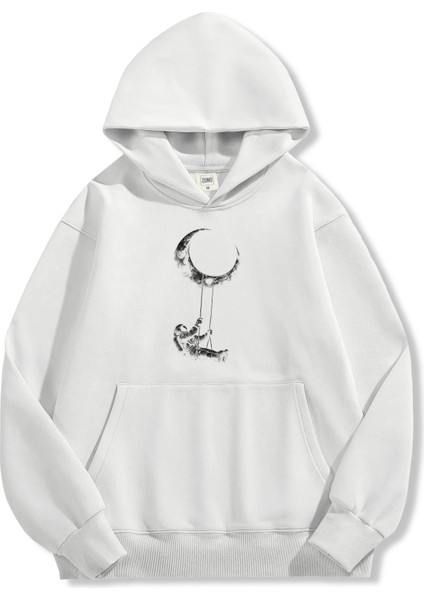 Unisex Sweatshirt Oversize Hoodie Astronaut & Moon Swing