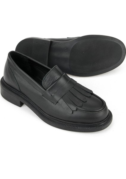 , Kadın Hakiki Deri Ayakkabı 153111Z22402 Siyah