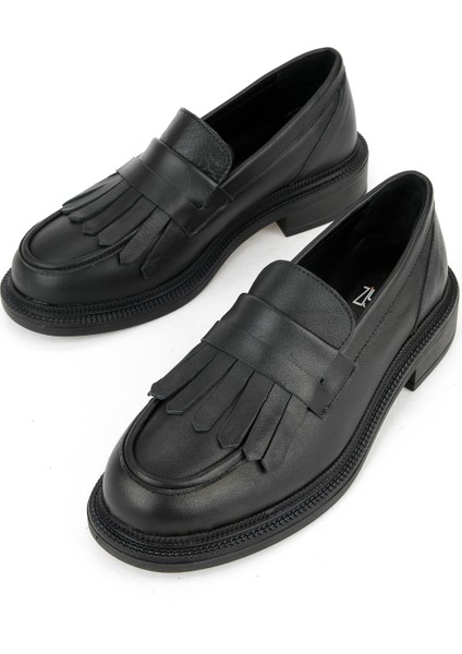 , Kadın Hakiki Deri Ayakkabı 153111Z22402 Siyah