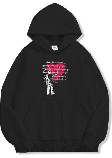 Unisex Sweatshirt Oversize Hoodie Heart Painter modelleri