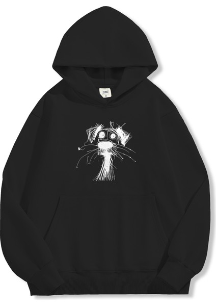 Unisex Sweatshirt Oversize Hoodie Sketch Dog modelleri