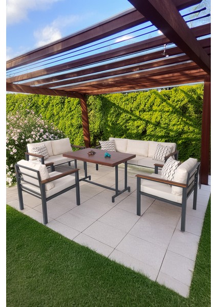 Balkon Mobilyası, Bahçe Takımı, Metal Teras Seti, Su Itişili Koltuklar, Yıkanabilir Minderler