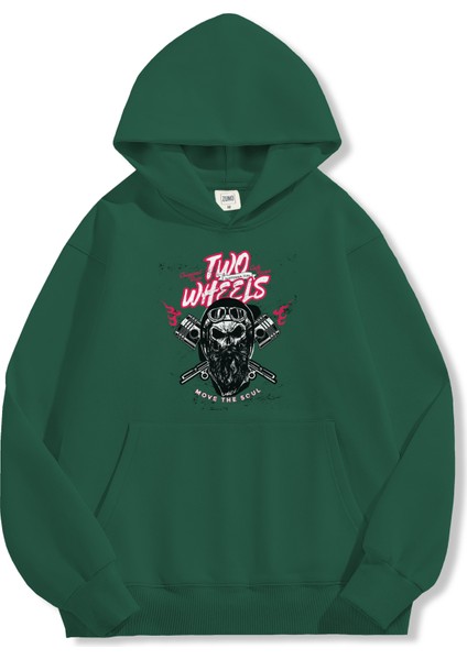 Unisex Sweatshirt Oversize Hoodie Two Wheels Skull
