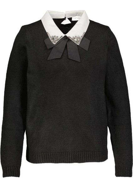 Gömlek Yaka Detaylı Kazak Siyah modelleri