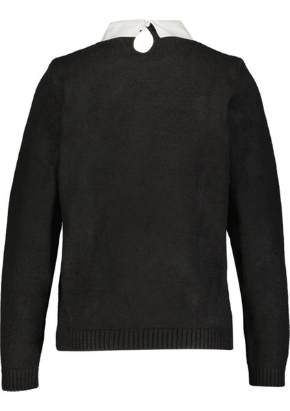 Gömlek Yaka Detaylı Kazak Siyah fırsatları