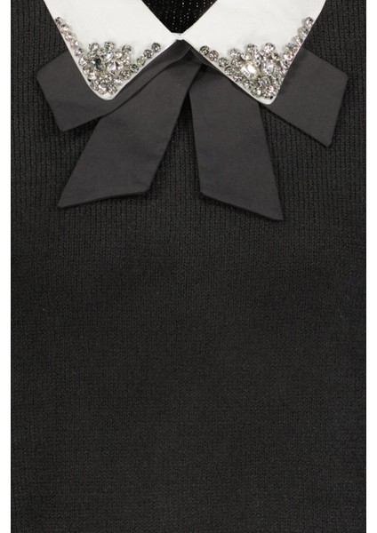 Gömlek Yaka Detaylı Kazak Siyah indirimleri