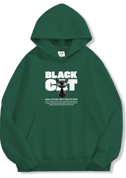 Unisex Sweatshirt Oversize Hoodie Black Cat