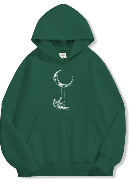 Unisex Sweatshirt Oversize Hoodie Astronaut & Moon Swing