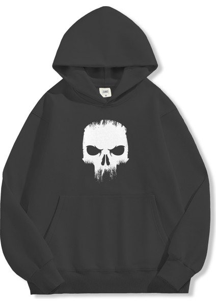 Unisex Sweatshirt Oversize Hoodie Black Skull