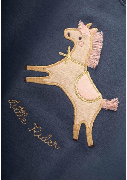 At Aplikeli Sweatshirt 1-6 Yaş Lacivert