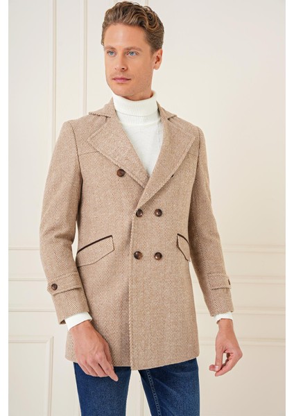Ka 082 Slim Fit Açık Bej Spor Kaban modelleri