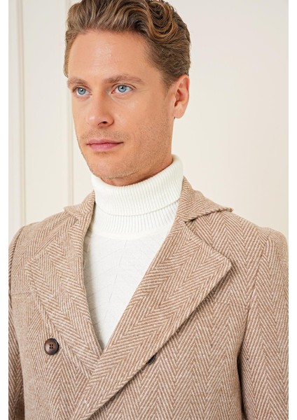 Ka 082 Slim Fit Açık Bej Spor Kaban