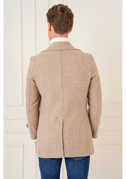 Ka 082 Slim Fit Açık Bej Spor Kaban