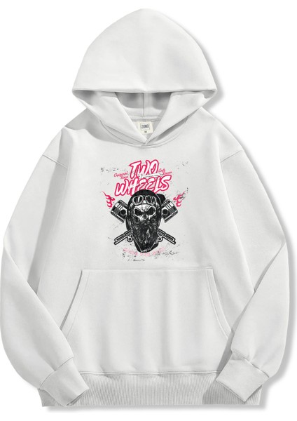 Unisex Sweatshirt Oversize Hoodie Two Wheels Skull