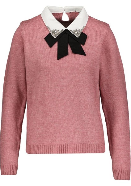 Gömlek Yaka Detaylı Kazak Pembe modelleri